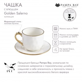 Чашка с блюдцем Golden Salerno CER2715WG